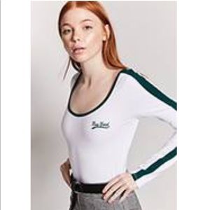 New York White Bodysuit Green Trim